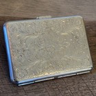 Vintage Ladies Cigarette Card Case Ornate Floral Engraved Metal