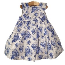 Janie  Jack Blue Floral Toile Ruffle Dress 18-24 Months Tulle Petticoat