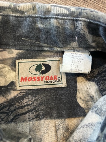 VTG Mossy Oak Shirt Men Large Camo Button Up Made in USA Hunting Fall Camouflage - Picture 2 of 9