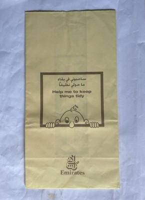 EMIRATES Airlines - unbenutzte Papiertüte InFlight Help Me To Keep Things Tidy