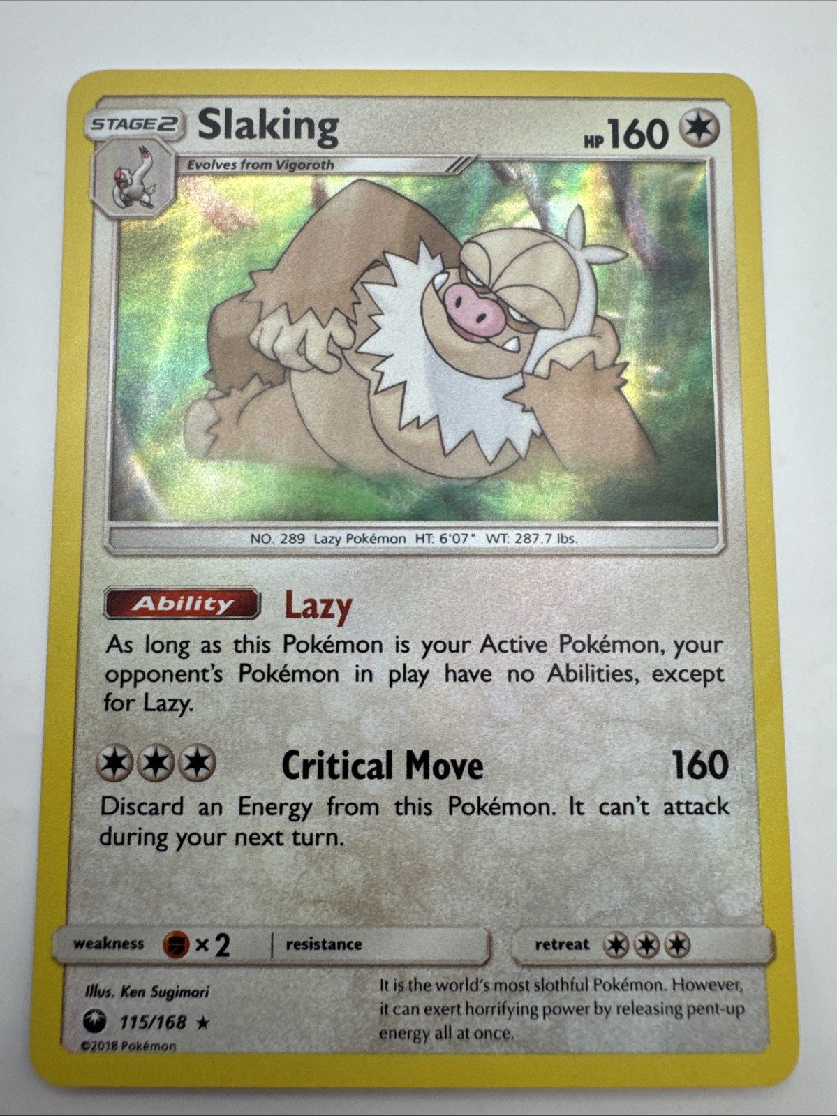 Pokémon TCG Slaking Celestial Storm 115/168 Holo Holo Rare NM