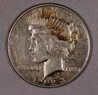 1923-D Peace SILVER One-Dollar Coin, Fine Condition