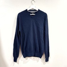 Bloomingdale  s Men Cashmere V-Neck Sweater M Navy Preppy Minimalist
