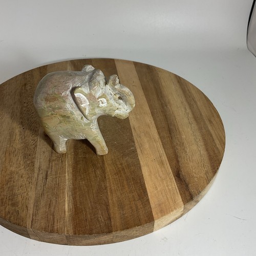 Stone Elephant Figurine 2.5” Carved Greenish - Picture 3 of 5