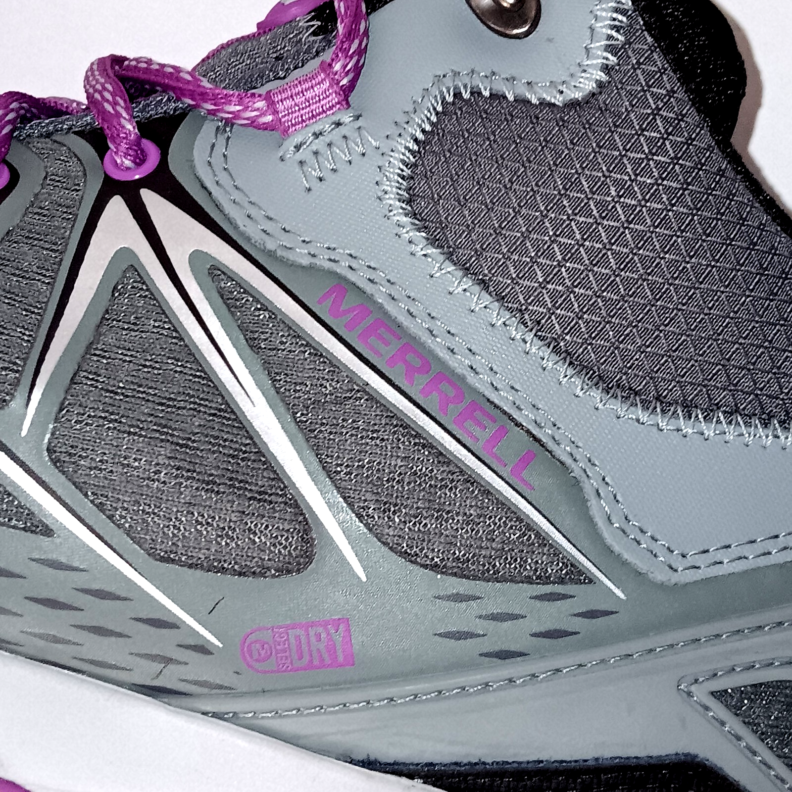 MERRELL DONNA TAGLIA 11 CAPRA BOLT MID IMPERMEABILE TREKKING SCARPONE SNEAKER GRIGIO VIOLA NUOVO