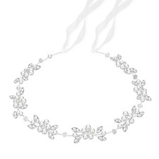 Tanfeine Flower Girl Headpiece, 1 Count Pack of 1 , Silver,White