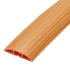 3.3ft Floor Cord Cover, Self Adhesive 0.47" W x 0.3" H, Light Brown Wood