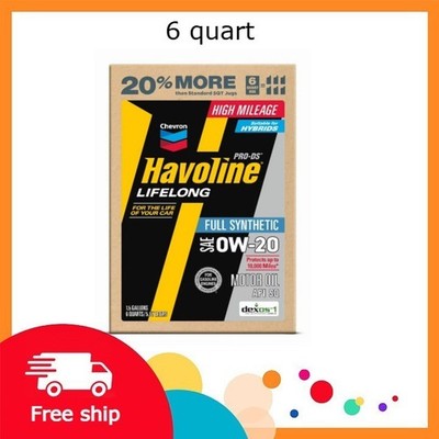 Chevron Havoline Lifelong 0W-20 Full Synthetic Motor Oil, 6 Quarts