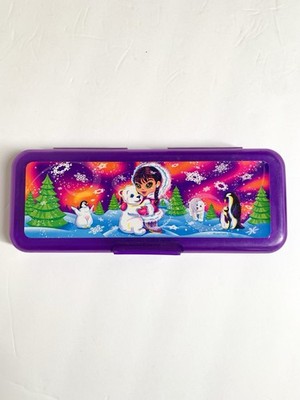 Lisa Frank Anana Hard Plastic Pencil Case Polar Bear Penguin Tree Arctic