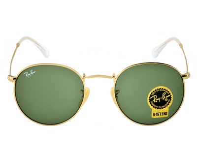 Ray-Ban Sunglasses RB3447 Round Metal Gold Frame Green Classic