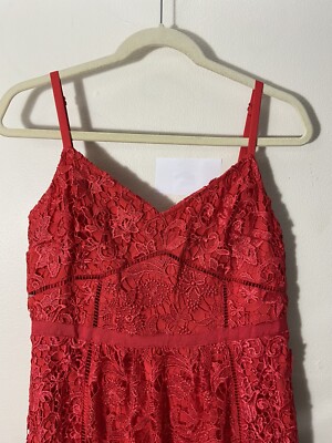 Ted Baker Lace Dress Size 4 Red Fit Flare Valens Midi Party Wedding $519  NEW | eBay