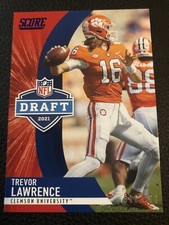 TREVOR LAWRENCE  2021 SCORE NFL DRAFT #D1 SHOWCASE BLUE HOLOFOIL JERSEY #16/100
