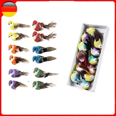 12pcs Mini Sparrow Clip on Ornaments Mini Artificial Foam Bird Party Accessories