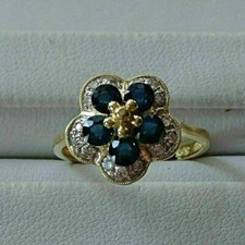 Flower Halo Engagement Ring 925Sterling Silver 2.55Ct Round Lab-Created Sapphire