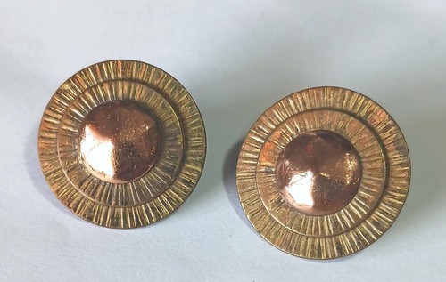 Vintage Winifred Mason Chenet d'Haiti Modernist Mixed Metals Screwback Earrings - Picture 2 of 8
