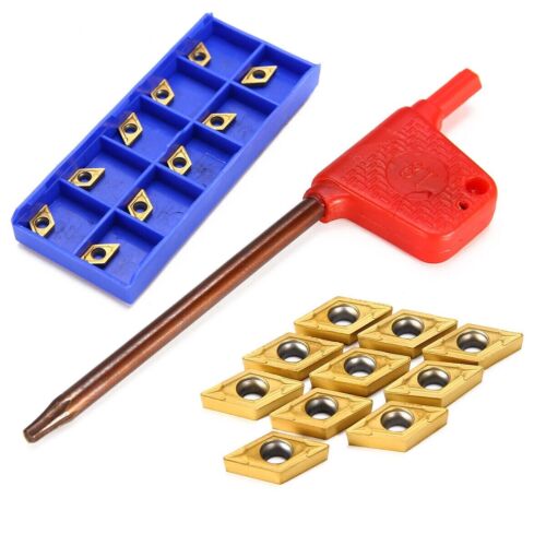 10pcs DCMT21.51 DCMT070204 BP251 Carbide Insert + 1pc T8 wrench + M2.5*6 screw - Picture 2 of 9