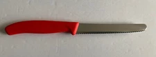 Swiss Classic Tomato & Table Knife 4.25" Wavy Edge stainless blade, Red handle