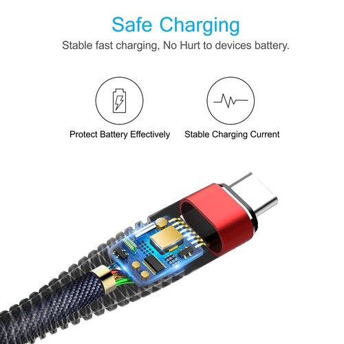USB-A to USB-C Cable Braided Fast Charger Type C Lead For iPhone 15 16 Samsung - Picture 15 of 19