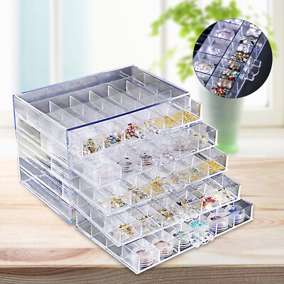 120-Grid Plastic Nail Art Storage Box Rhinestone Gems Container Case 5-layer