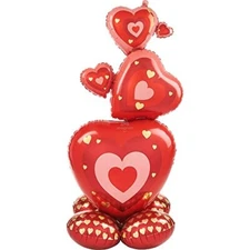Stacking Hearts Airloonz Air-Filled Standup Foil Balloon