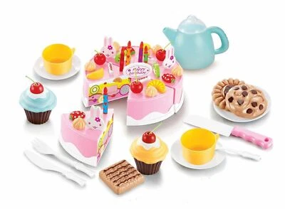 SOKA PLAY IMAGINE LEARN Vinsani 54pc Birthday Cream Fruit Cake Kids Pretend Play Party Cake Set