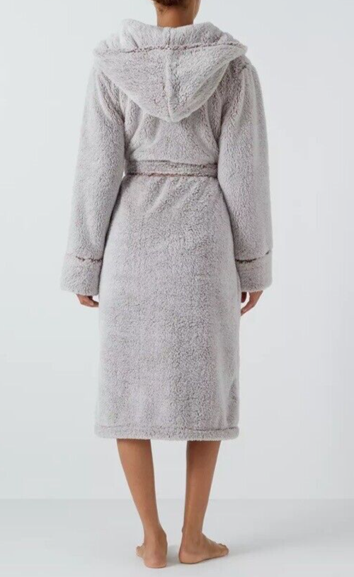 John Lewis Dressing Gown Robe Hi Pile Fleece Long Super Soft Oatmeal
