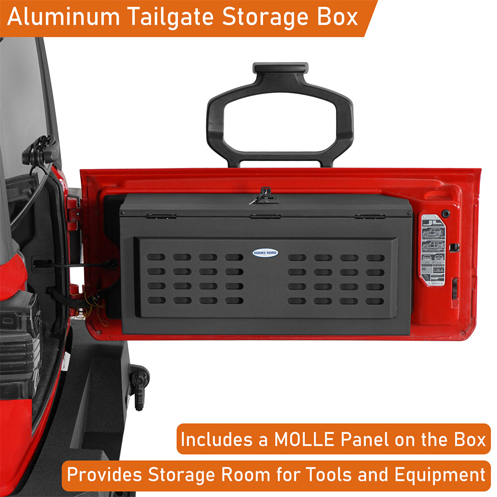 Aluminum Tailgate Lock Storage Box w/ Molle Panel Fit 15-25