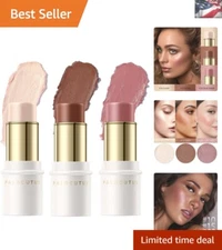 Creamy Neutral Contour Stick Set: Blush & Highlighter for All Skin Types
