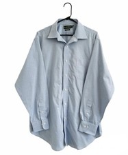 Ralph Lauren Men  s Blue Check No Iron Button Up Long Sleeve Shirt 17.5 34/35