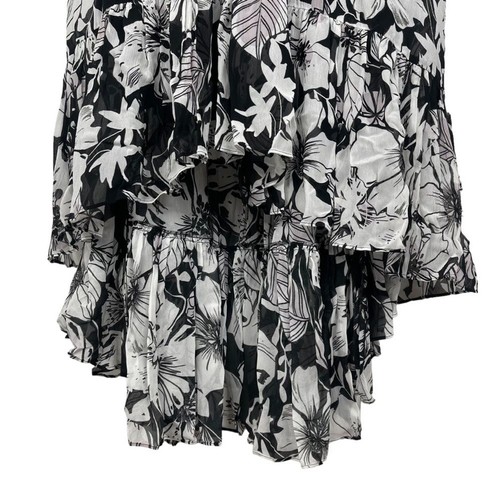 NWT Ungaro Tracie Plisse Black Floral Tube Midi Dress MEDIUM - Foto 8 di 10