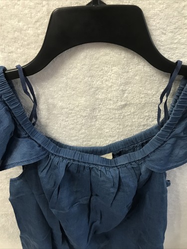 Top Madewell Small fuori spalla Chambray Denim blu NUOVO! - Foto 6 di 6