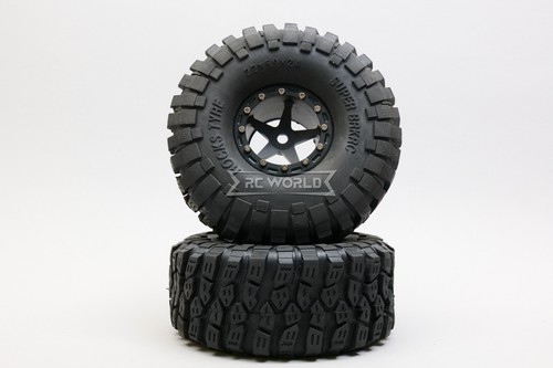 RC Truck Wheels 2.2 ALUMINUM Beadlock 5 Star RIMS + TIRES 150MM -BLACK W/ BLACK- - Picture 3 of 23