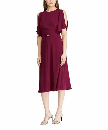 Ralph Lauren Womens Belted Crepe Cutout 