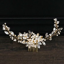 20 x 6cm Handmade Flower Crystal Pearl Bridal Head Pieces Hair Clip Accessories