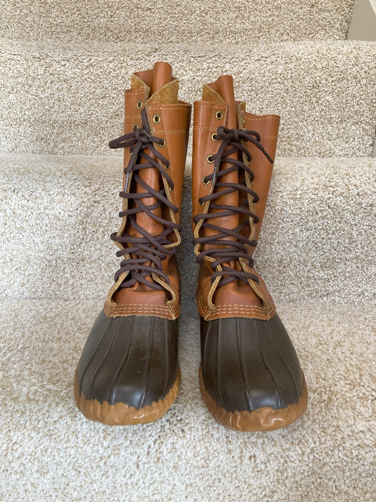 VINTAGE LL Bean Maine Hunting Boots Mens Brown Leather Duck Shoes USA Size 9 M eBay