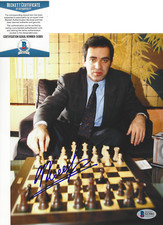 GARRY KASPAROV CHESS WORLD CHAMPION SIGNED 8x10 PHOTO 3 PROOF BECKETT COA BAS