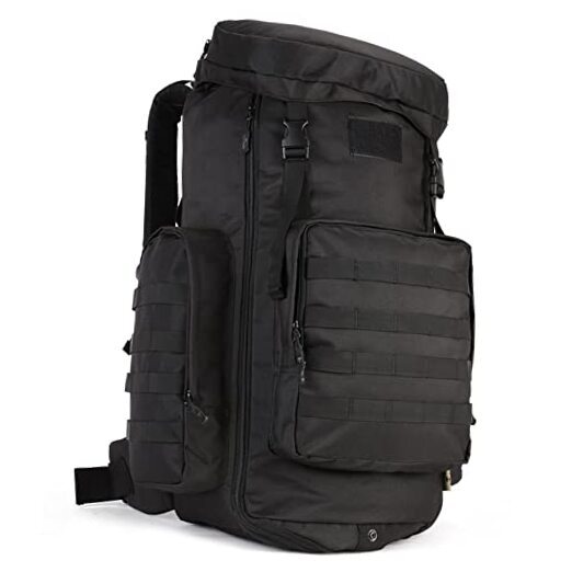 Hiking Backpack 70L Large 85L Tactical Backpack MOLLE Military Trekking Black-image