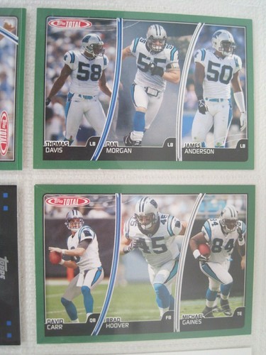 Lotto di 8 carte giocatore Carolina Panthers NFL con foglio raccoglitore (Charles Johnson) - Foto 3 di 12