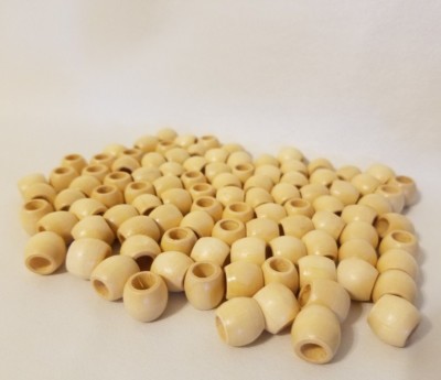 Lot of 100 Small Natural Macrame 1/2'' Barrel Wood Craft Jewelry Beads 11mmx13mm