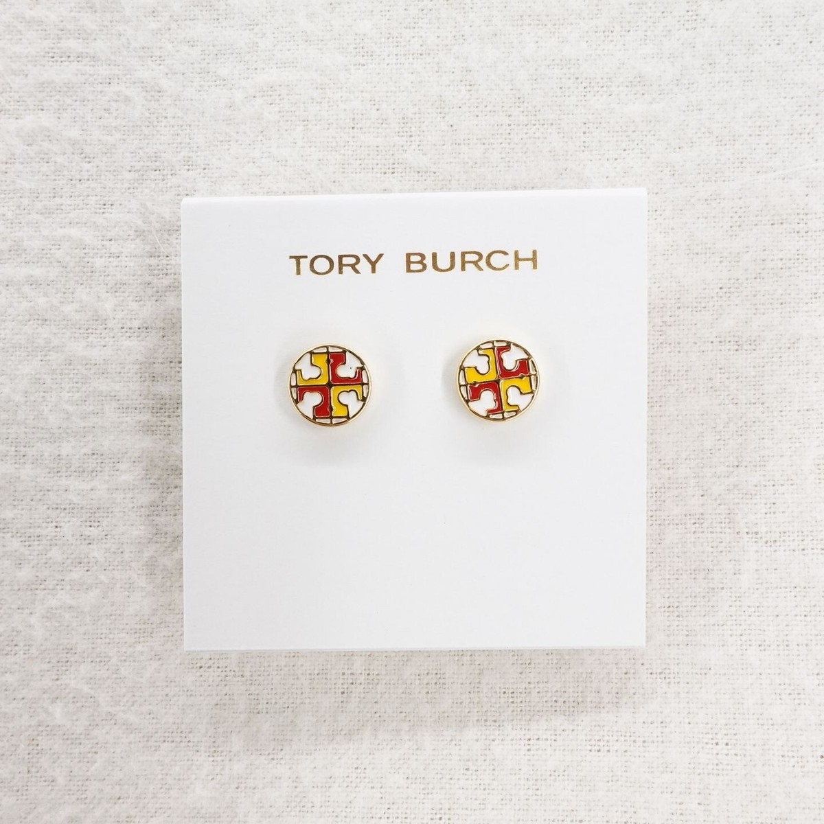 Tory Burch Roxanne Circle Stud Earrings Rolled Brass/Pale  Tory Burch Earrings(Brand New) main image 2