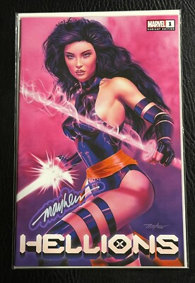 Mike Mayhew Glow Signed HELLIONS #1 PSYLOCKE Trade Dress East Side Comics NM/NM+