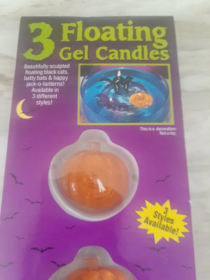 Fun World Jack-O-Lanterns Velas de Gel Flotantes Un Paquete de 3 Nip Foto 3 de 4
