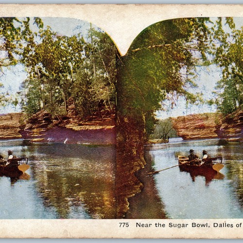 c1900s Wisconsin Dells, Wis. Sugar Bowl Reihe Boot Stereoview Dalles