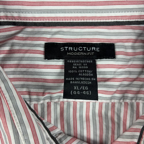 Structure Shirt Men's XL (44-46) Multi Striped Modern Fit Long Sleeve Button-Up - Picture 3 of 7
