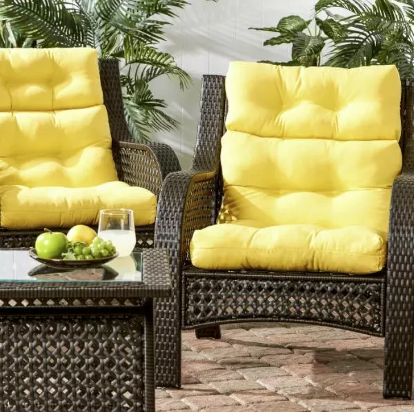 Yellow Outdoor High Back Patio Chair Deep Seat Cushions Pad Set of 2  Comfortable