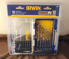 IRWIN 15 PCS. TURBOMAX #318015 METAL DRILL BIT SET BRAND NEW IN SEALED PACKAGE