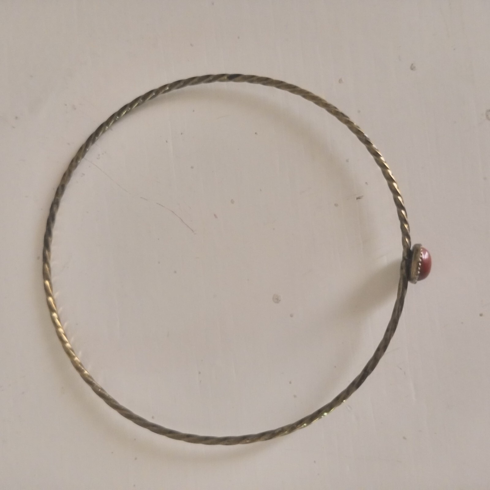 Thin vintage Solid Brass Bangle Bracelet with Bro… - image 3