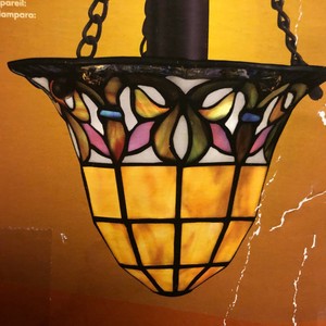 Portfolio Stained Glass Tiffany Style Semi Flush Mount Light