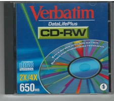 VERBATIM CD-RW 650MB 2X/4X  Compact Disc Rewritable NEW