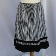 M Black  White Houndstooth Pleated Long Skirt